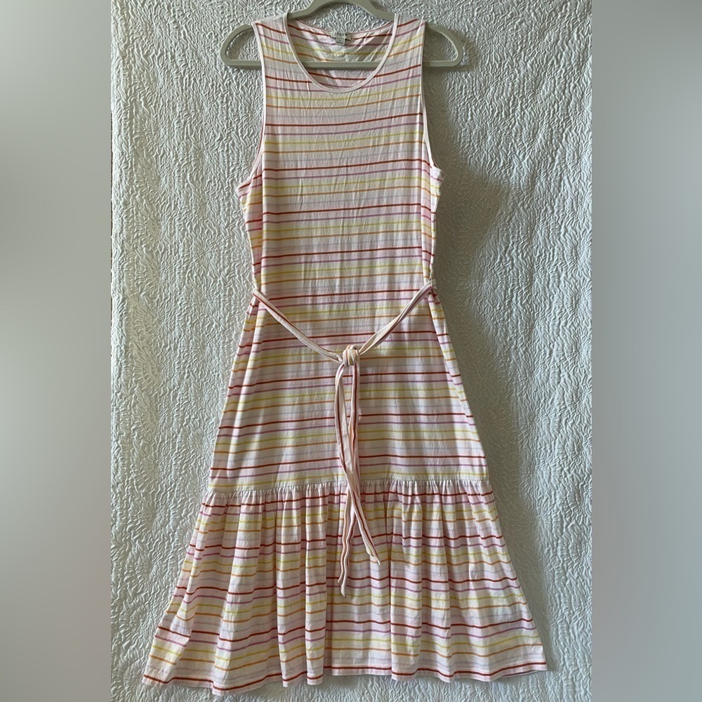 J. Crew Striped Ruffle Hem Sleeveless Midi Dress - Picture 3 of 7